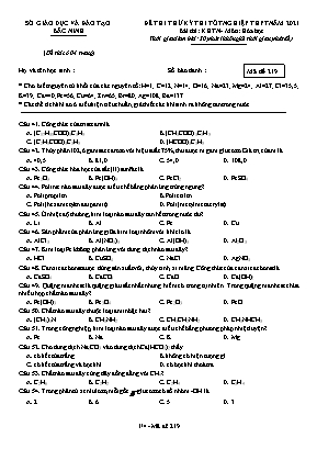 Đề thi thử Tốt nghiệp THPT môn Hóa học - Mã đề 219 - Năm học 2020-2021 - Sở giáo dục và đào tạo Bắc Ninh (Có đáp án)
